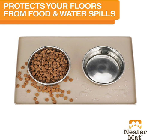 Neater Pet Brands Neater Mat - Waterproof Silicone Pet Bowls Mat - Protect Floors from Food & Water (Cappuccino, 19" x 12" Silicone)...