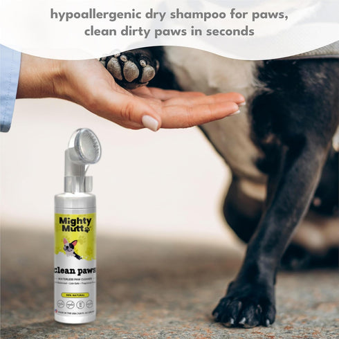 MIGHTY MUTT Waterless Paw Cleaner for Dogs, Made in USA, Easy to Use, No-rinse Foaming Cleanser with Brush, Gentle, pH Balanced, Natural, Hypoalle...