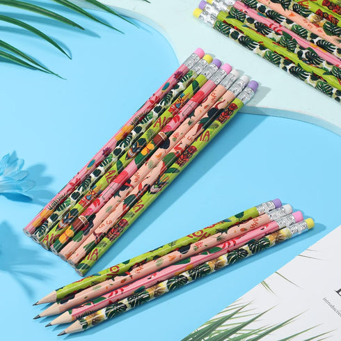 72 Pieces Beach Summer Pencils Hawaii Mexican Assorted for Kids with Eraser, Novelty Fun Wooden Pencils for Students Reward Prize Classroom Party ...