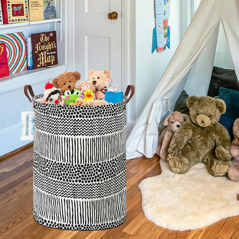 LANGYASHAN Laundry Basket Canvas Fabric Collapsible Organizer Basket for Storage Bin Toy Bins Gift Baskets Bedroom Clothes Children Nursery Hamper...