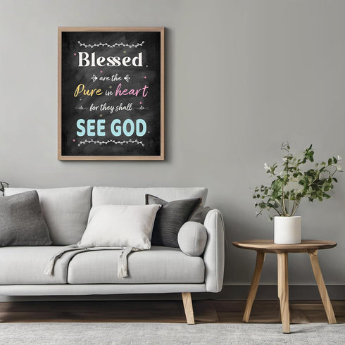 Posterizer 1 pcs-Blessed are the Pure in Heart-Matthew 5:8-Bible Verse-Religious Posters-Quotes-Gifts for Christians-Decor for Church, Sunday Scho...