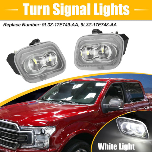 X AUTOHAUX Rear View Mirror Light for Ford F-150 F-250 F-350 F-450 Super Duty FL3Z13B374B FL3Z-13B374B 12V Waterproof Clear Lens White Side Puddle...