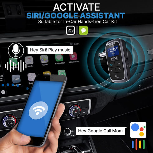 PyleUsa Wireless Bluetooth Streaming Transmitter Receiver - 2-in-1 Audio Adapter for Home Appliances, Car, and Other Uses LCD Display, and AUX Aud...