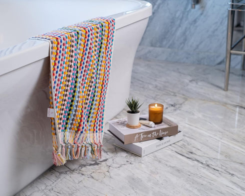 Organic Turkish Cotton Hand Towels for Bathroom | Oversized - 17 x 35 Inches | Large Soft Plush Fluffy Highly Absorbent Towels for Kitchen, Hand a...