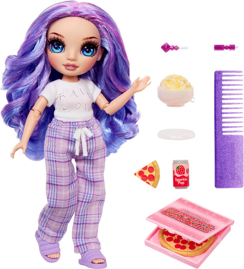 Rainbow High Jr High PJ Party - Violet, Purple 9" Posable Fashion Doll with Soft Onesie, Slippers, Fun Play Accessories, Great Toy Gift for Girls ...