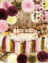 Burgundy Bachelorette Party Decorations Fall/Burgundy Pink Gold Birthday Decorations for Women/Fall Bridal Shower Decorations Maroon Party Decorat...
