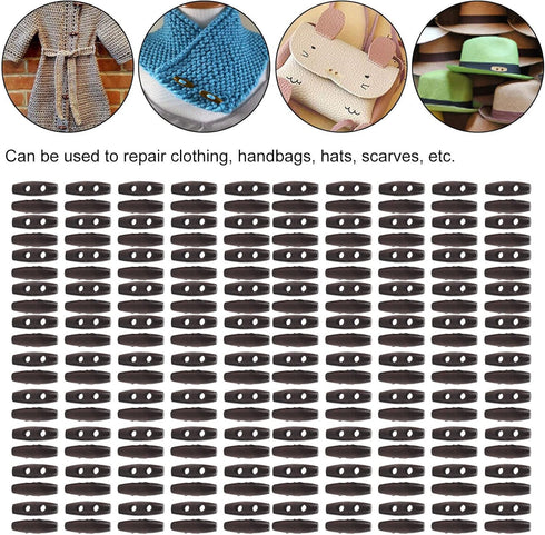 Wooden Toggle Buttons,200Pcs 2 Hole DIY Olive Shape Buttons Sewing Knitting Buttons Clothing Accessories for Clothing Sewing Decorative...