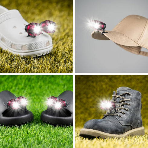 Headlights for Croc - 4pcs LED Croc Lights for Shoes Croc Charm Accessories, IP68 Waterproof for Adults and Kids - Hiking, Walking Dog and Camping...