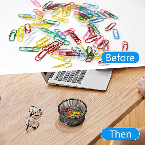 4 Pack Mesh Paper Clip Holder for Desk, Black Paperclip Holders Paper Clip Holders, Metal Paper Clip Dispenser Organizer for Desk, Binder Clip Hol...