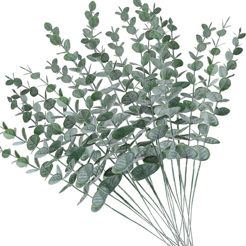 20pcs Faux Eucalyptus Stems Flowers Short Artificial Eucalyptus Greenery Stem Fake Eucuplutis Leaves Branches Decoration for Floral Arrangement We...