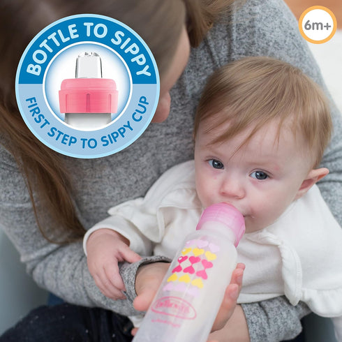 Dr. Brown's Anti-Colic Options+ Narrow Sippy Bottle Starter Kit, 8oz/250mL, with Level 3 Medium-Fast Flow Nipple and Soft 100% Silicone Sippy Spou...
