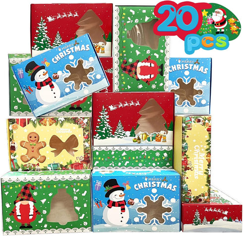 MISS FANTASY Christmas Cookie Boxes with Window - 20 Pack Gift Containers for Holiday Treats...