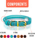 Reflective Rolled Leather Dog Collar for Small Dogs, Adjustable Soft Padded Pet Collar for Small Breed Dogs Puppy (XXS, 7"-9", Teal)...