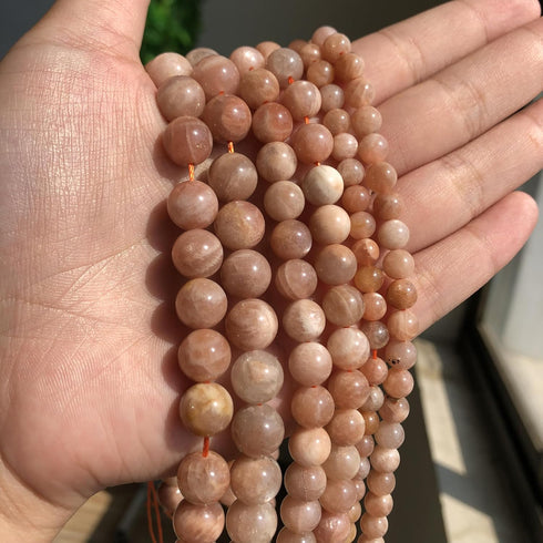 Yochus 8mm Sun-Stone Round Loose Beads Natural Stone Beads for Jewelry Making...