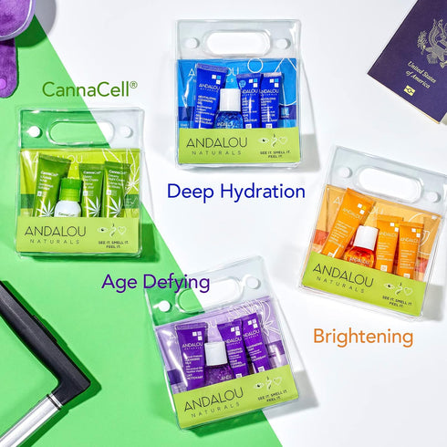 Andalou Naturals, On The Go Essentials - The AGE DEFYING Routine, Travel Friendly, TSA- Approved, Reusable Bag (4 Pcs)...