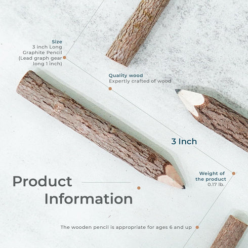 BSIRI Black 3 Inch Wood of 12 in Pack Tree Bark Pencil Favors in Wooden Rustic Twig Pencils Unique Camping Gifts Decorations Party Supplies Novelt...