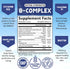 B Complex Vitamins with Vitamin B1 B2 B3 B6 B12 B100 C & Folic Acid - Supplement for Energy, Brain, & Immune Support - Super B Vitamin Complex for...