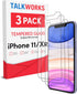 TalkWorks iPhone 11 Screen Protector (Also Fits iPhone XR) 3 Pack Tempered Glass Film Durable 0.33mm 9H Hardness, Shatter Proof, HD Touch Clarity,...