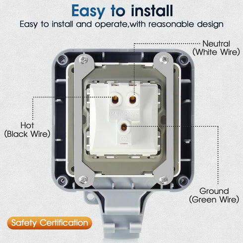 Outdoor Outlet Box Waterproof,Outdoor Power Outlet Box,Waterproof Ip66 Power Outlet,Outdoor Waterproof Socket,15A 250V Outdoor Plug Socket, in Use...