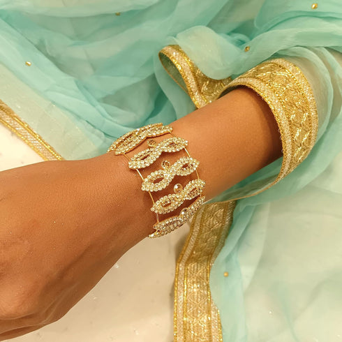 Efulgenz Indian Bridal Cubic Zirconia Crystal Cuff Bracelet Wedding Jewelry for Brides Women...