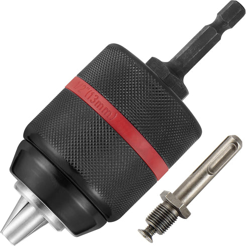 2-13mm Multi Quick Replacement Keyless Chuck, Keyless Oneway Hand Drill Chuck 1/2-20UNF Thread Spindle, Self-Tighten for Multiple Purposes Quick C...