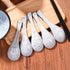 Ceramic Soup Spoons Japanese Ramen Spoons Set of 5 Wonton Spoon for Pho Ramen Noodles Wonton Dumpling Rice,With Blue Spots...