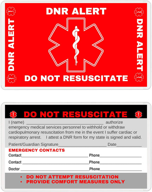 DNR Do Not Resuscitate Wallet Card (DNR-101) Quantity: (2)...