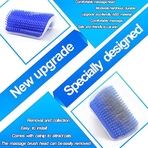 Cat Self Groomer with Catnip, Cat Self Grooming Wall Brush Cat Corner Scratcher Face Massage Comb (Upgrade 2 Pack)...