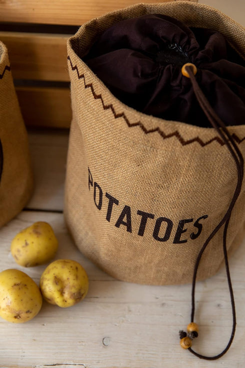 Natural Elements Potato Bag with Blackout Lining, Potato Storage Bag, Hessian, 24 x 24 cm, Brown...