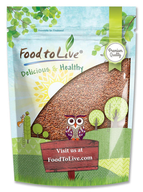 Food to Live - Brown Flax Seeds, 4 Ounces Raw Whole Flaxseed, Kosher, Vegan, Bulk. High Dietary Fiber Food. Rich in Omega-3 Fats. Great for Salads...