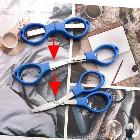 8 Pieces Folding Scissors Anti-Rust Stainless Steel Safety Mini Scissor Travel Folding Scissors...