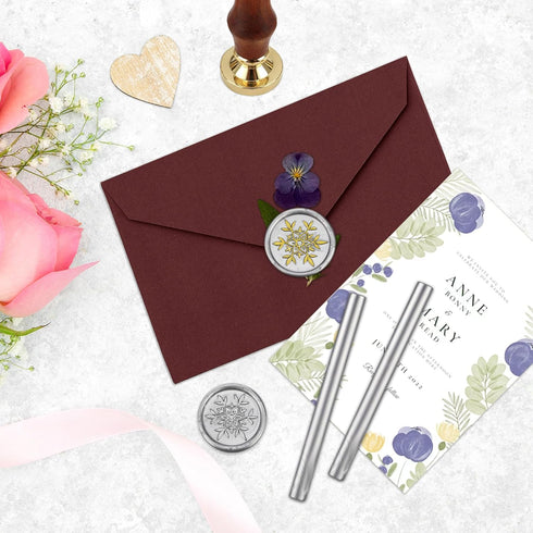 Yoption Wax Seal Kit, Snowflake Wax Seal Stamp, 10pcs Silver Glue Gun Sealing Wax Sticks and Wax Seal Pen, Great for Wedding Invitations, Christma...