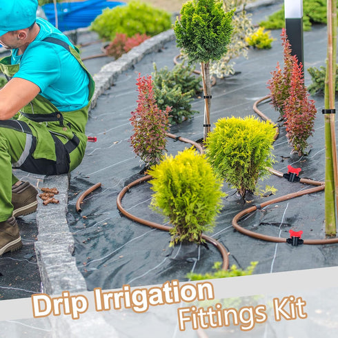 64 Pcs Drip Irrigation Fittings Kit 1/2 Inch Tubing Set Including 4 Switch Valve, 12 Elbows, 12 Couplings, 12 End Cap Plugs, 12 Tees and 12 End Cl...
