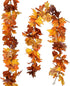 DearHouse 2 Pack Fall Maple Leaf Garland - 5.9Ft/Piece Hanging Vine Artificial Autumn Foliage for Thanksgiving, Home, Wedding, Fireplace, Party, C...