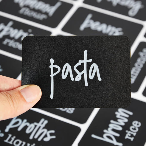 Talented Kitchen 128-Piece Chalkboard Pantry Labels for Containers - 2 x 3 in Black - Water-Resistant Preprinted White Script - Includes 88 Large,...