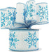 MEEDEE Blue Snowflake Ribbon White Ribbon with Blue Glitter Snowflake Ribbon 2.5 Inch Christmas Wired Ribbon for Winter Holiday Decor, Christmas T...