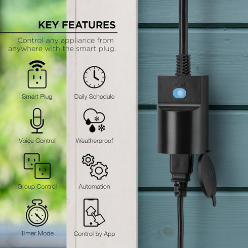 Merkury Outdoor Smart Plug - Smart Outlet, IP65 Weather-Resistant, Alexa Compatible, Remote Control, No Hub Needed - Ideal for Lights and Devices,...