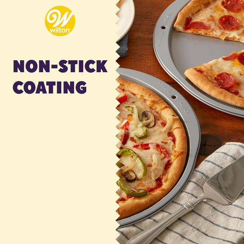 Wilton Recipe Right 12-Inch Pizza Pans, 2-Piece Set, Steel...