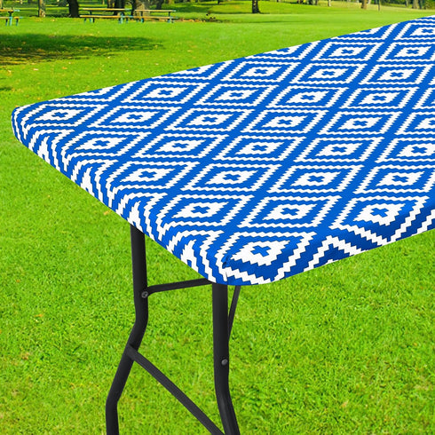 smiry Rectangle Picnic Table Cloth, Waterproof Elastic Fitted Outdoor Tablecloths for 6 Foot Tables, Wipeable Flannel Backed Vinyl Table Cover for...