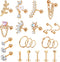 FIBO STEEL Cartilage Earring Conch Piercing Jewelry Helix Earrings Tragus Earrings for Women 16G 20G 316 Surgical Stainless Steel Opal CZ Labret J...
