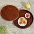 Solid Wood Serving Tray, Round Non-Slip Tea Coffee Snack Plate Food Meals Serving Tray with Raised Edges for Home Kitchen Restaurant (9.5inch, Bro...