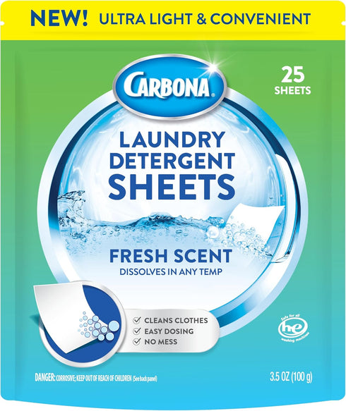 Carbona Laundry Detergent Sheets - Fresh Scent (1 Pack - 25 Sheets)...