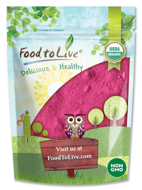 Food to Live Organic Dragon Fruit Powder, 12 Ounces – Non-GMO, Powdered Red Pitaya, Vegan, Bulk. Contains Maltodextrin. Rich in Antioxidants, Fibe...