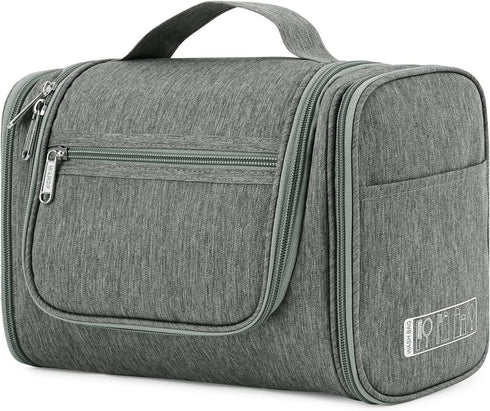 WANDF Large Hanging Toiletry Bag Travel Cosmetic Makeup Organizer Water-Resistant Shower Bathroom Bag for Women and Men (Gray)...