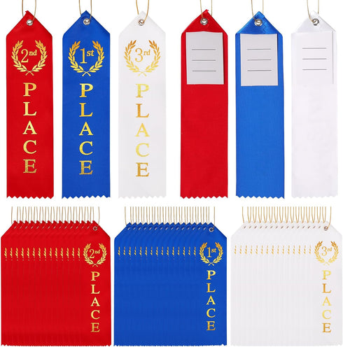 48PCS Award Ribbons, Medal Ribbons for 1st, 2nd, 3rd Place, Event Card & Rope Included, Perfect for Competitions, Sports Events, School Challenges...