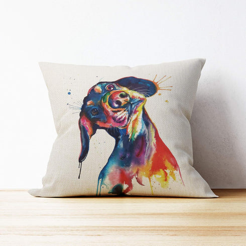 Mancheng-zi Dachshund Gifts, Pillow Covers 18x18,Dachshund Mom Gifts,Dachshund Decor Linen Cushion Cover for Sofa Couch Bed,Funny Dachshund Pillow...