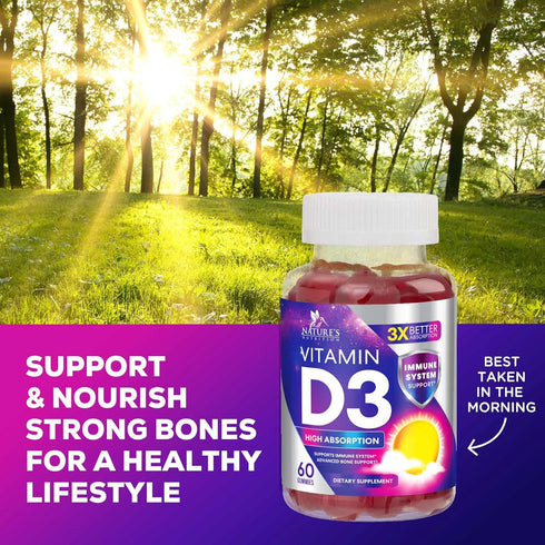 Vitamin D3 Gummy Vitamins Extra Strength 5000 IU (125 mcg) High Potency Vita D Gummies Dietary Supplement - Bone, Teeth, Muscle & Immune Support, ...