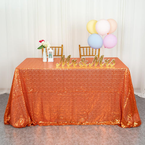 ShinyBeauty 60x102-Inch-Orange-Sequin Rectangular Tablecloth for Party Cake Dessert Table (Orange)...