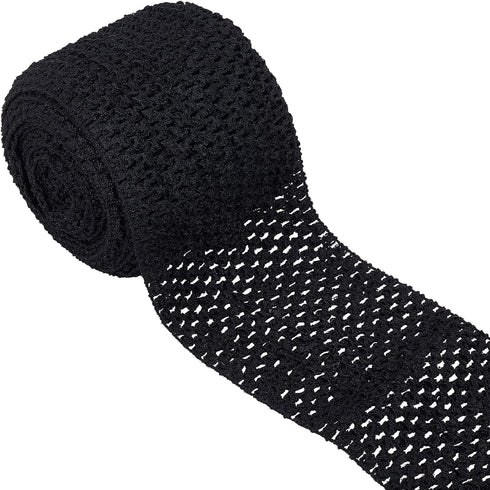 GORGECRAFT 5.5 Yards 4.41 Inch Wide Elastic Band Black Stretch Polyester Fabric Ribbon Crochet Headband for Home DIY Sewing Crafts Garment Bow Str...