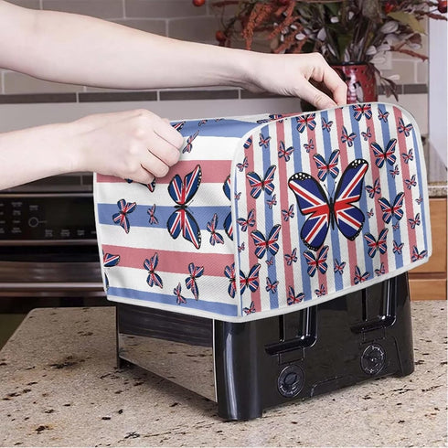 American Flag Butterfly Toaster Covers Compatible with Most 4-Slice Toasters Machine Washable Bread Maker Covers with Top Hook Kitchen Appliance O...